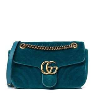 Gucci Marmont Matelasse Velvet bag - Turquoise/Cyan Blue